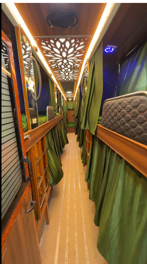Premium bus interior with ambient lighting